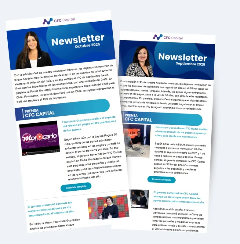 Newsletter mensual de CFC Capital para clientes y prensa